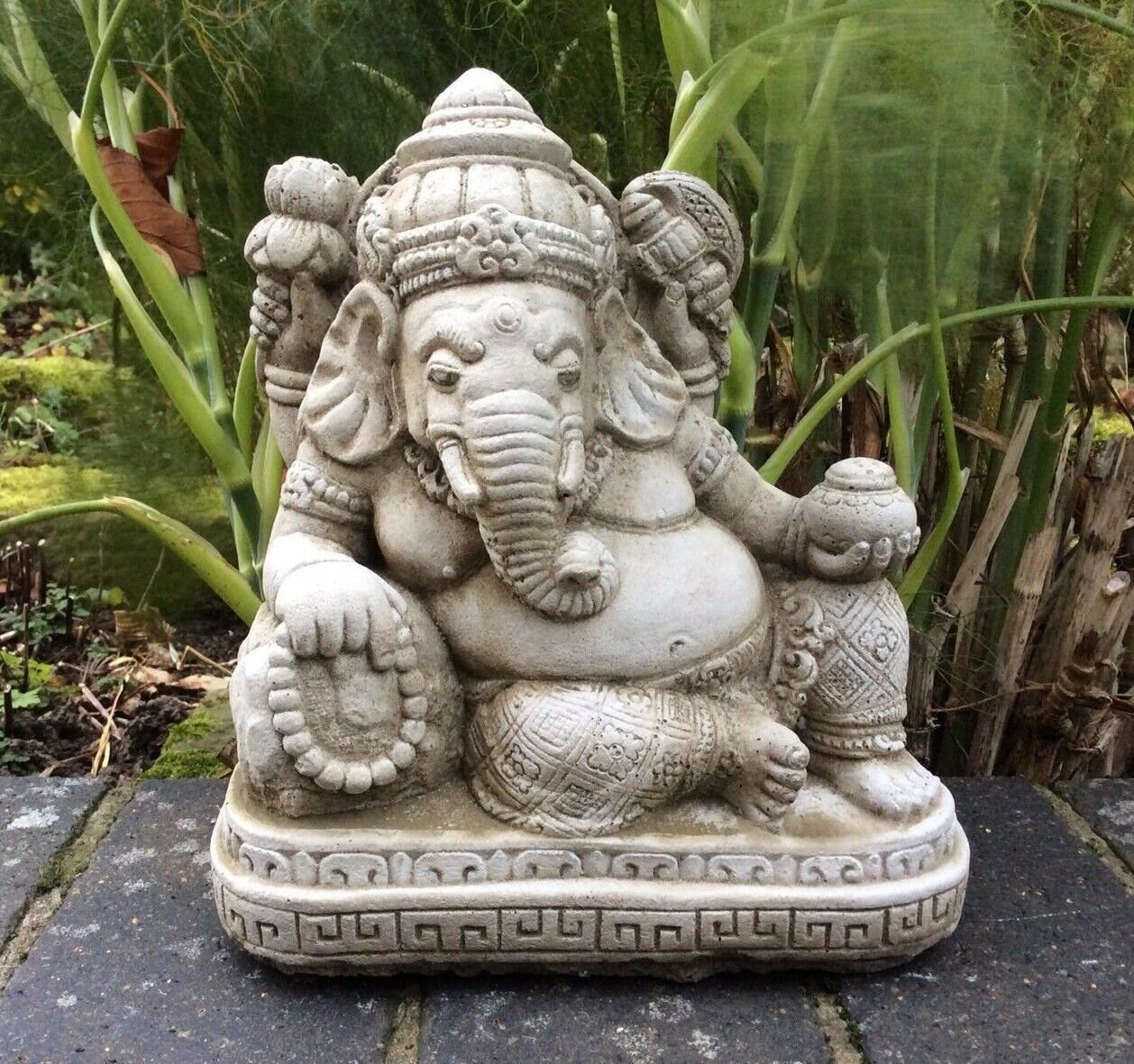 Stone Garden Reclining Ganesh Statue Ornament Etsy UK