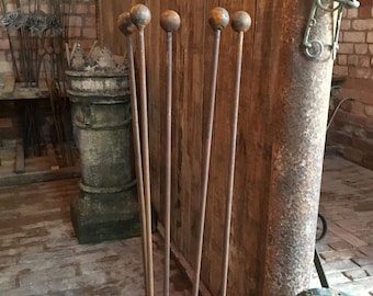 Set of 5 Rusty Metal Ball Plant Supports / Stands Garden - Steel Stakes
