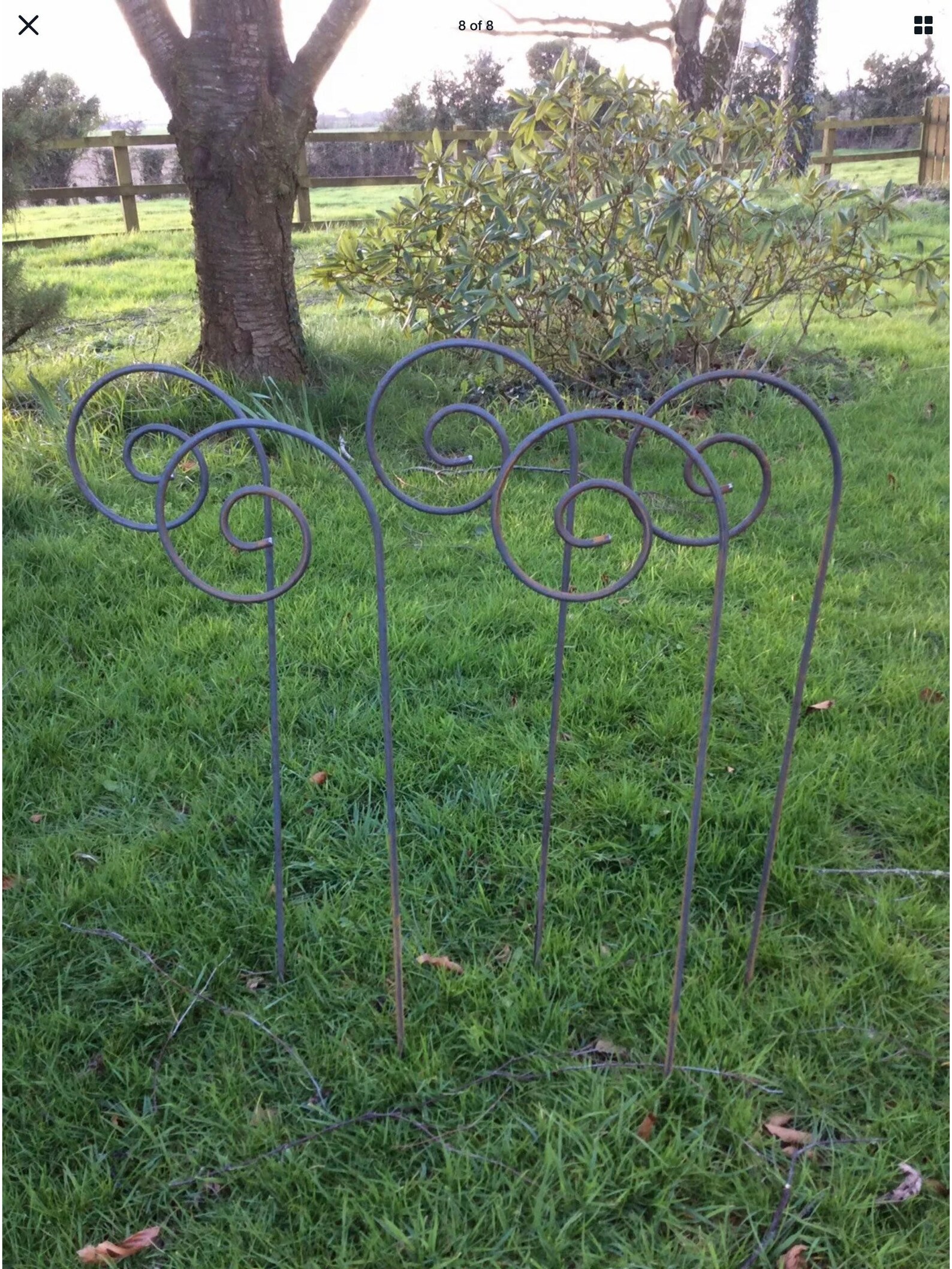 Set of 12 Rusty Metal Swirl Plant Supports / Stands Garden Etsy