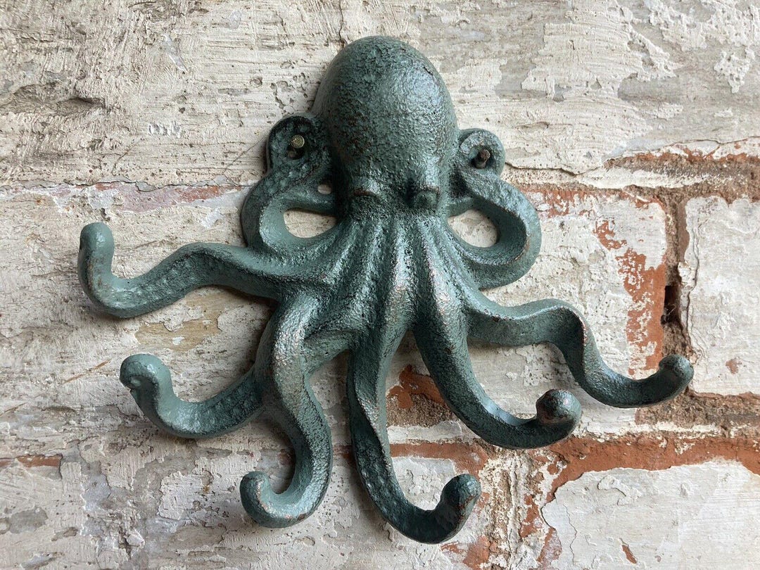 Cast Iron Hanging Coloured Octopus Hook Metal Ornament - Etsy