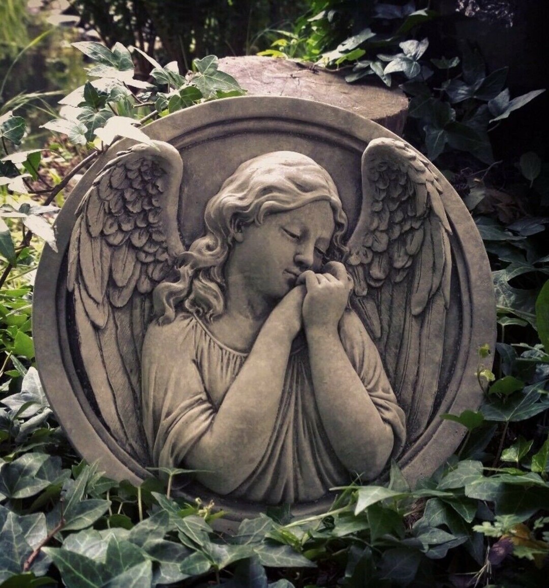 Reconstituted Stone Garden Angel Wall Plaque Memorial Ornament Etsy