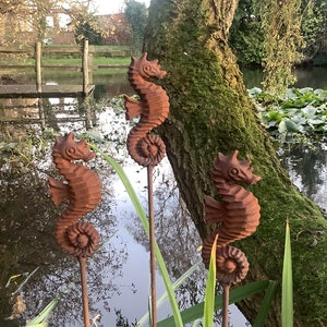 Set of 3 metal Seahorse Plant supports