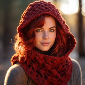 Dragon Scale Hooded Cowl Super Soft Cotton Yarn, Adult Size