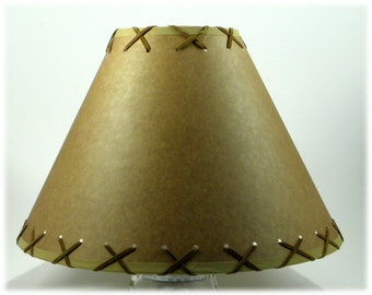 14" OILED KRAFT Rustic Lampshade with Suede Lacing