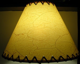 18" CRACKLE  RUSTIC LAMPSHADE W/ suede lacing