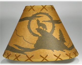 16" Oiled Kraft with Double Lacing Rustic Lampshade    COYOTE