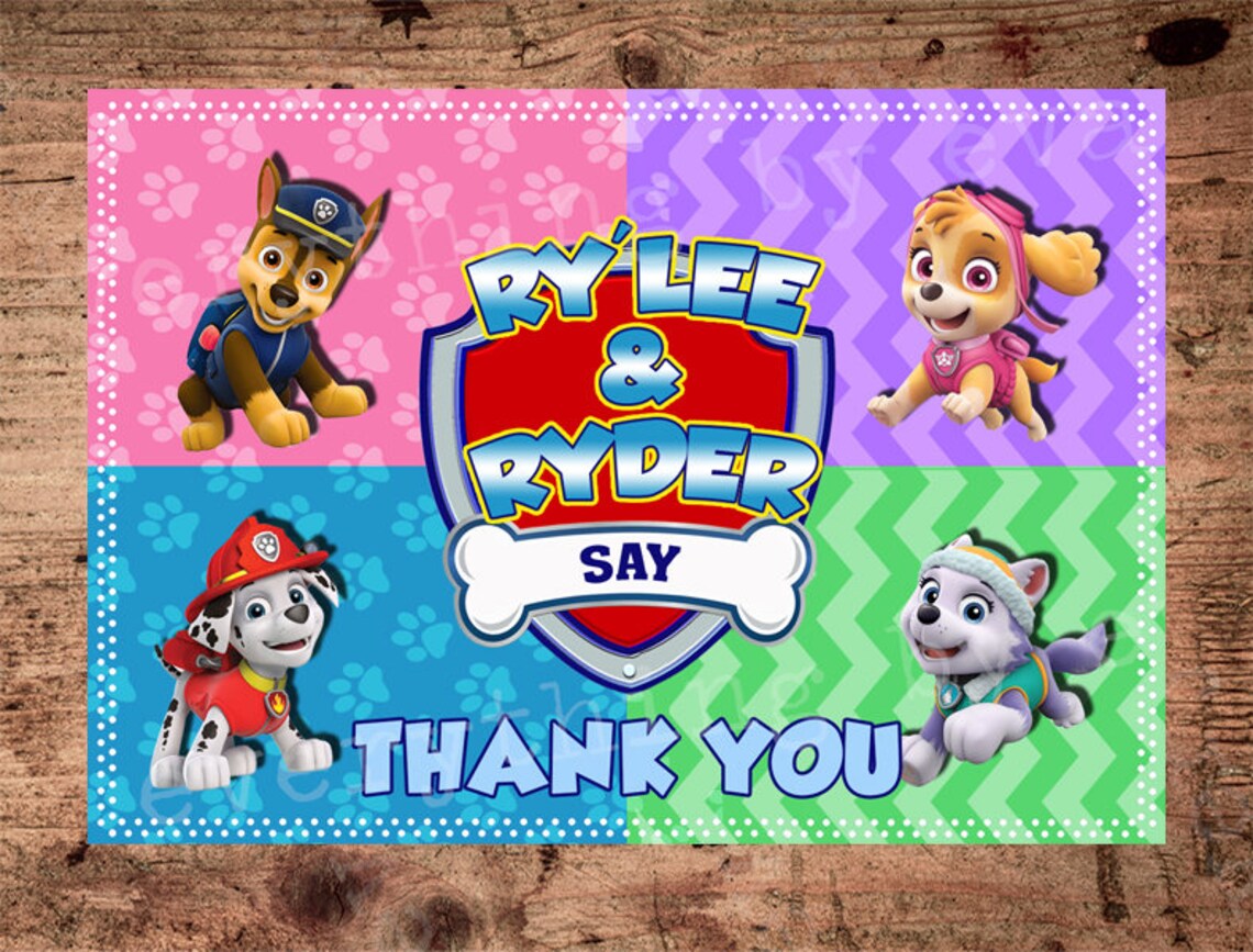 Paw Patrol Sticker Paw Patrol Thank You Paw Patrol Girl/boy - Etsy