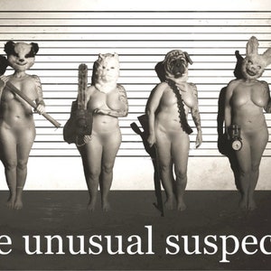 “The Unusual Suspects” 4x3. Actual sticker not censored.