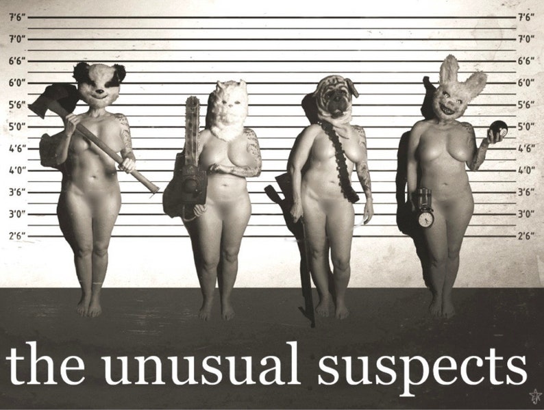 “The Unusual Suspects” 4x3. Actual sticker not censored.