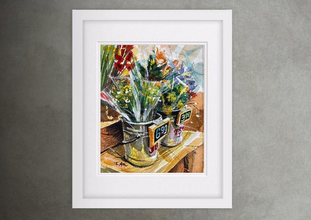 Poster - Flowers in Market- Watercolor Print Art, 8" X 10" - Etsy