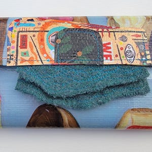 Wallet - Recycled Wallet - Recycled Shopping Bag Wallet - Gift for Her - Birthday Gift - Recycled Wool Sweater - Lightweight - Upcycled