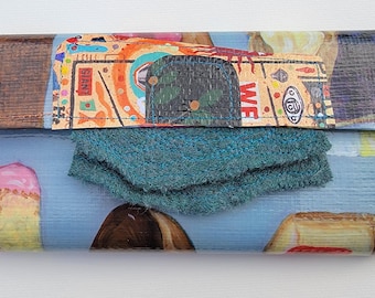Wallet - Recycled Wallet - Recycled Shopping Bag Wallet - Gift for Her - Birthday Gift - Recycled Wool Sweater - Lightweight - Upcycled