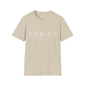 Minimalist Nomad T-Shirt, Unisex Softstyle Wanderlust Tee, Mountain Trail Graphic Shirt for Outdoor Adventure & Travel image 7