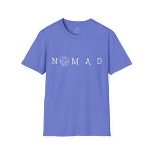 Minimalist Nomad T-Shirt, Unisex Softstyle Wanderlust Tee, Mountain Trail Graphic Shirt for Outdoor Adventure & Travel image 4