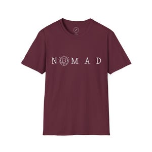 Minimalist Nomad T-Shirt, Unisex Softstyle Wanderlust Tee, Mountain Trail Graphic Shirt for Outdoor Adventure & Travel image 8