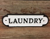 Metal LAUNDRY Room Sign Vintage Antique Style Solid Cast Iron Fold Door Plaque
