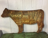 Rustic Beef Cuts Vintage Style Cow Sign Meat BBQ Bar B Q Kitchen Farmhouse Decor