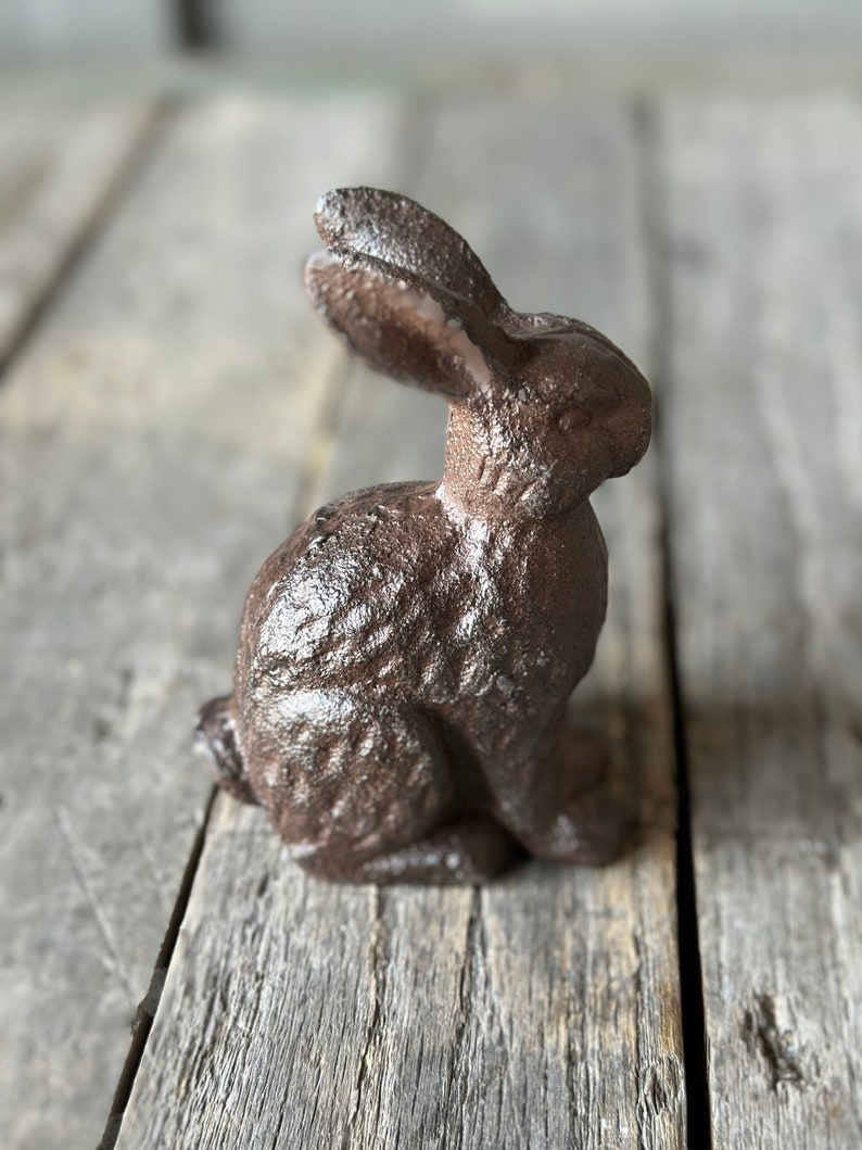 Cast Iron Rabbit Butler Statue Small 4” Cast Iron Rabbit Statue - Figurine Paperweight Art Figure ...