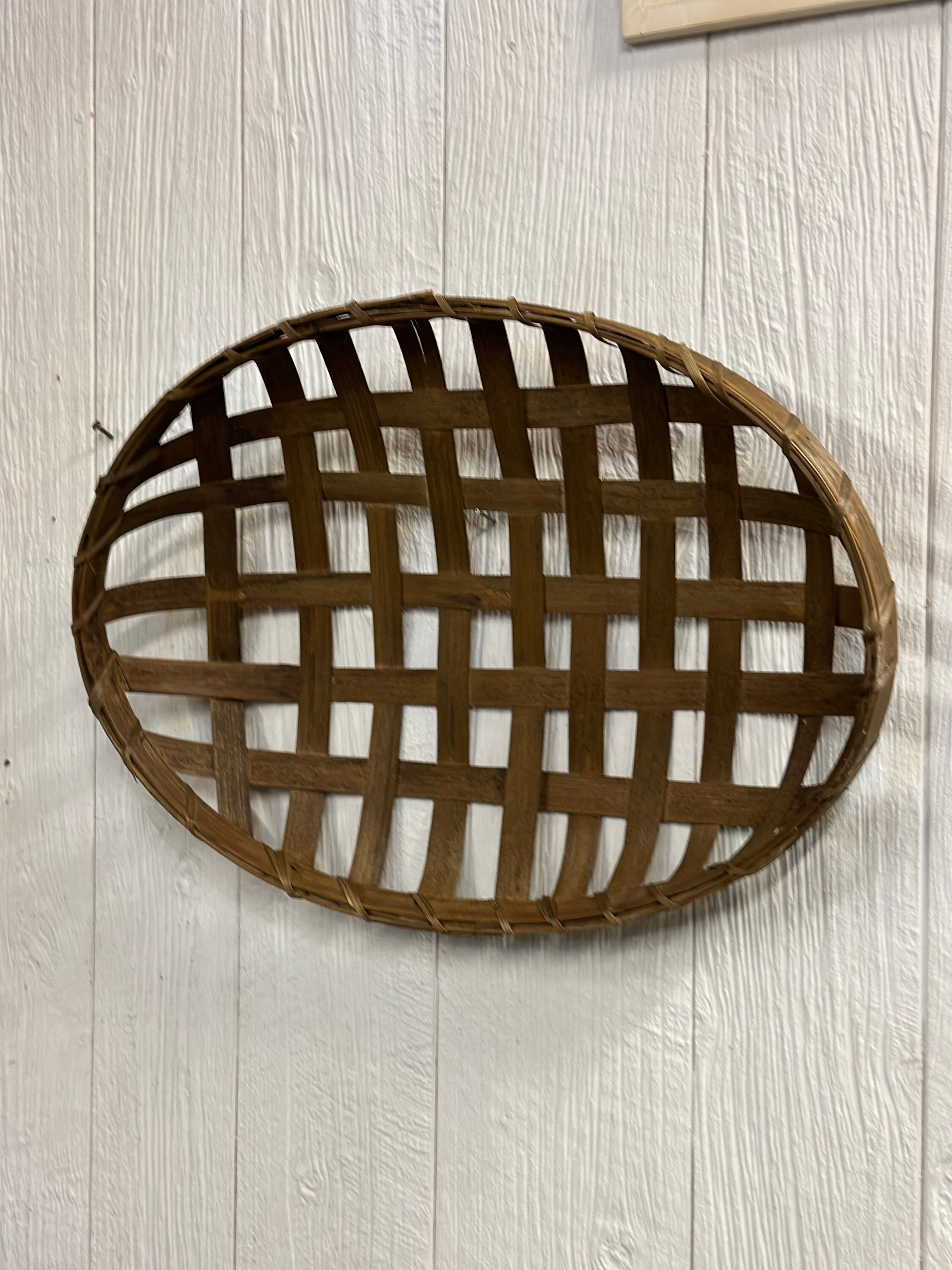 Set of 3 Antique Style Wicker Tobacco Baskets Rattan Rustic Modern  Farmhouse