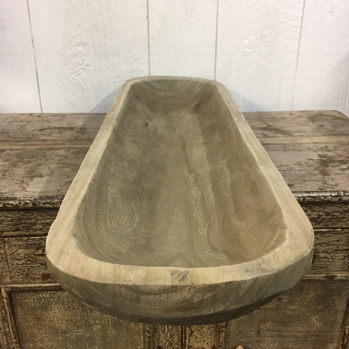 Large Long Skinny Carved Wooden Dough Bowl Trencher Etsy