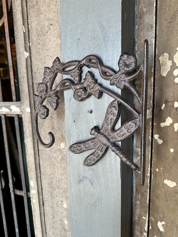 Cast Iron Dragonfly Plant Hanger Vintage Antique Victorian Style