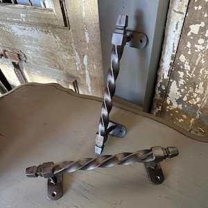 Set Of 2 - Extra Large 12” Cast Iron Door Handles - Twisted Barely Twist Over-Sized Forged Gate Barn Shed Pair