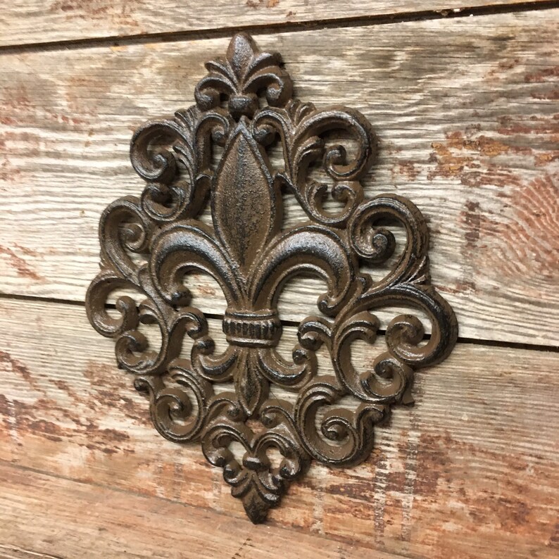 Large Cast Iron FLEUR DE LIS Plaque Wall Decor Rustic | Etsy