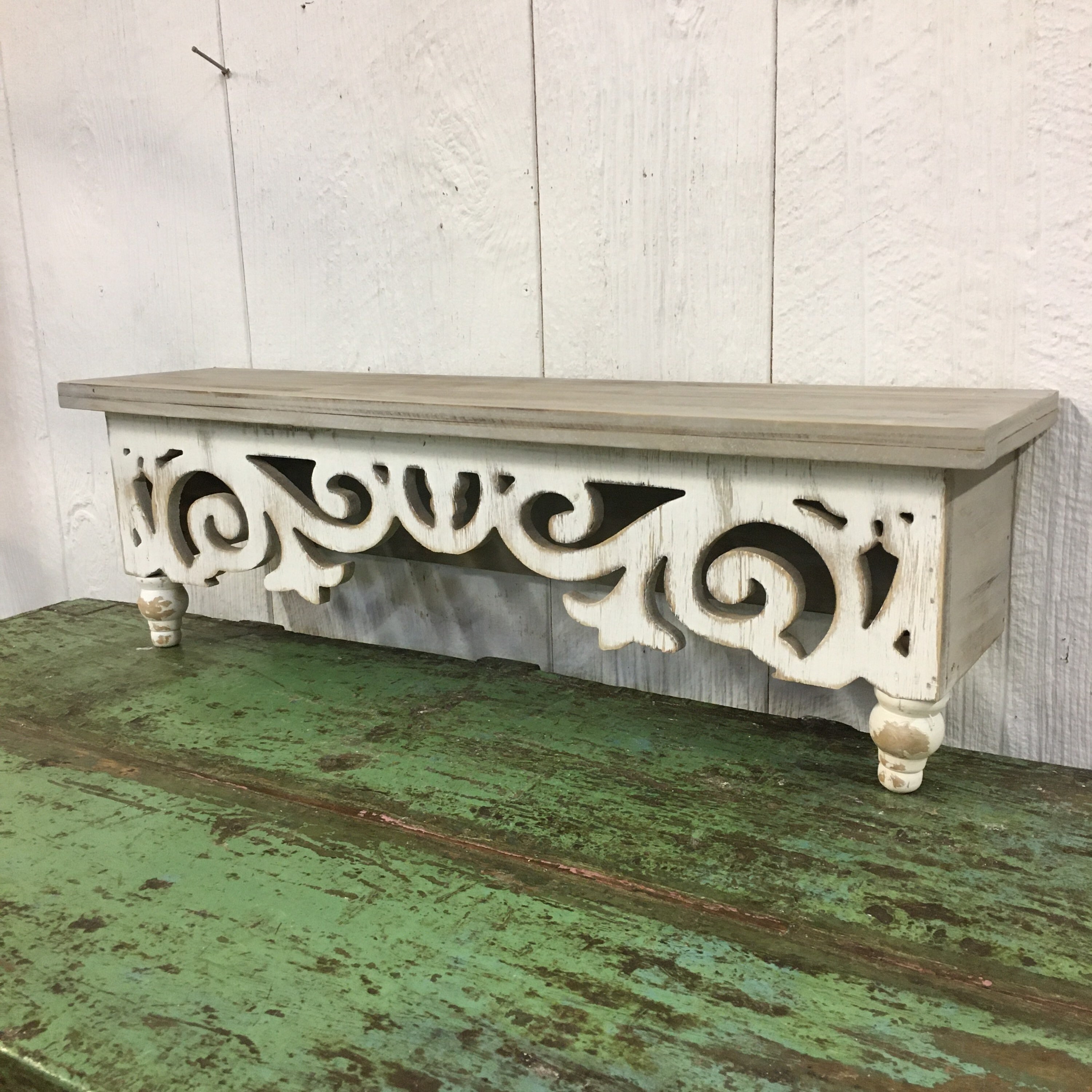 French Style Weiß Gewaschene Holz Wandregal Display | Etsy