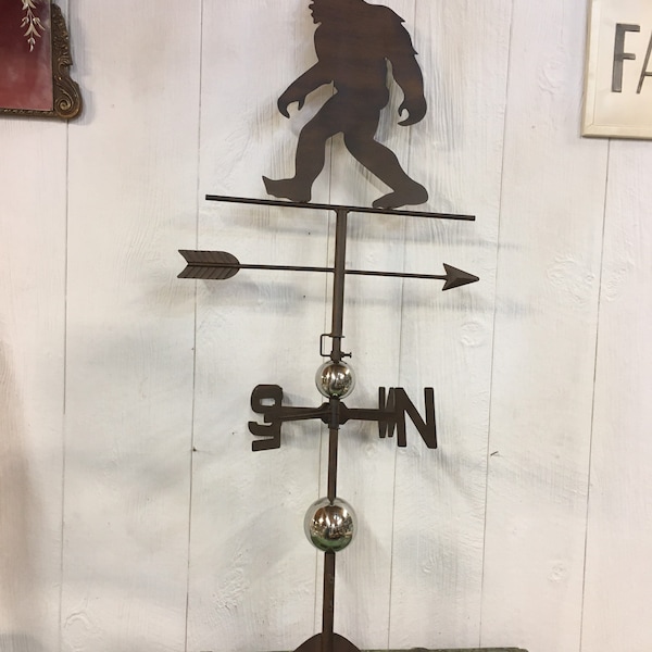 Large Metal Sasquatch Weathervane Huge Yeti Mythical Rustic Unique Arrow Directional Bigfoot