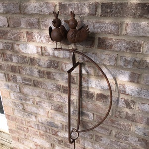 Balancing Two Birds Perched Whirly Gig Garden Yard Lawn Art Metal Glass Rocker Rustic