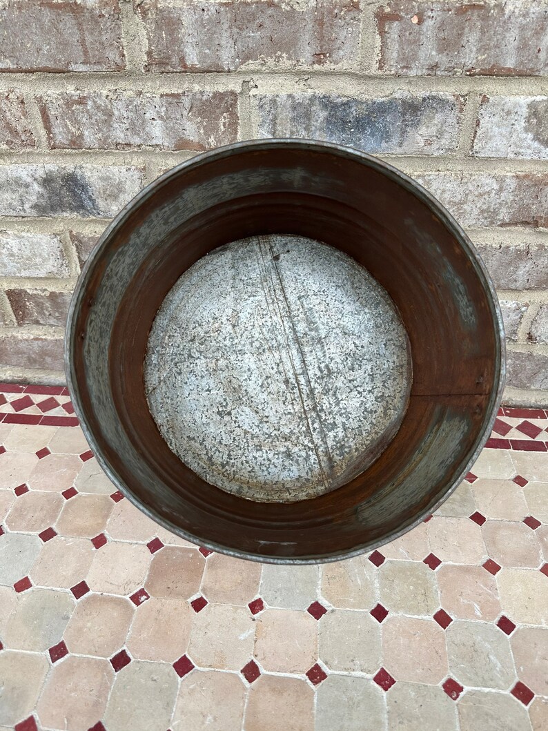 Primitive Style Antique Metal Well Bucket W/ Two Handles Etsy