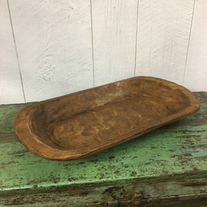 Primitive Carved Wooden Dough Bowl Trencher 21”x11” Centerpiece Tray Display