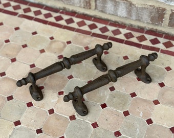 Set Of 2 - French Country Style Cast Iron Handles Barn Rustic Farmhouse Cabinet Door Pull Drawer