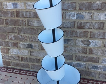30” 4 Tiered Metal Planter Flower Garden Farmhouse Style Black & White Herb Display