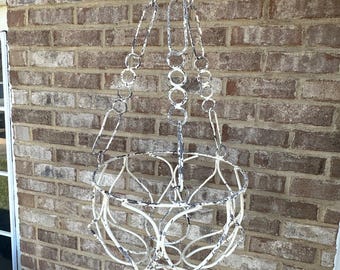 Rustic Hanging Metal Basket Planter Root Garden Yard Porch Art Ornate