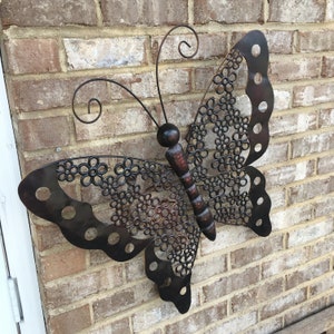 Large 23” Over-Sized Metal Butterfly Wall Art Display Garden Yard Tree Decor