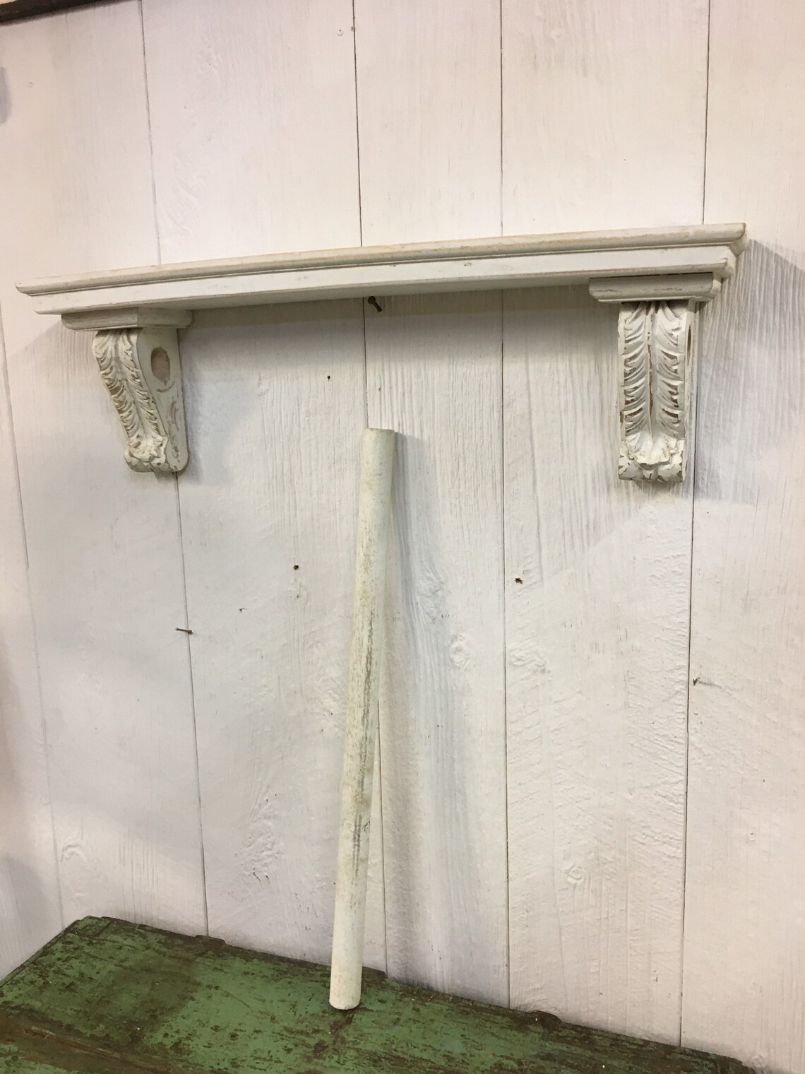French Style White Washed Wooden Wall Shelf & Towel Holder Bar Etsy
