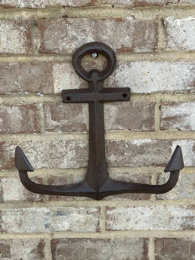 Large 11 Cast Iron Anchor Wall Hook Hanger Art Decor Rustic Etsy