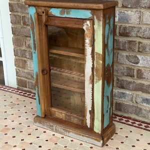 Rustic Primitive 24” Wall Hanging Cabinet W/ Glass Door - What-Not-Shelf - Free Standing - Reclaimed Wood Antique Vintage Style