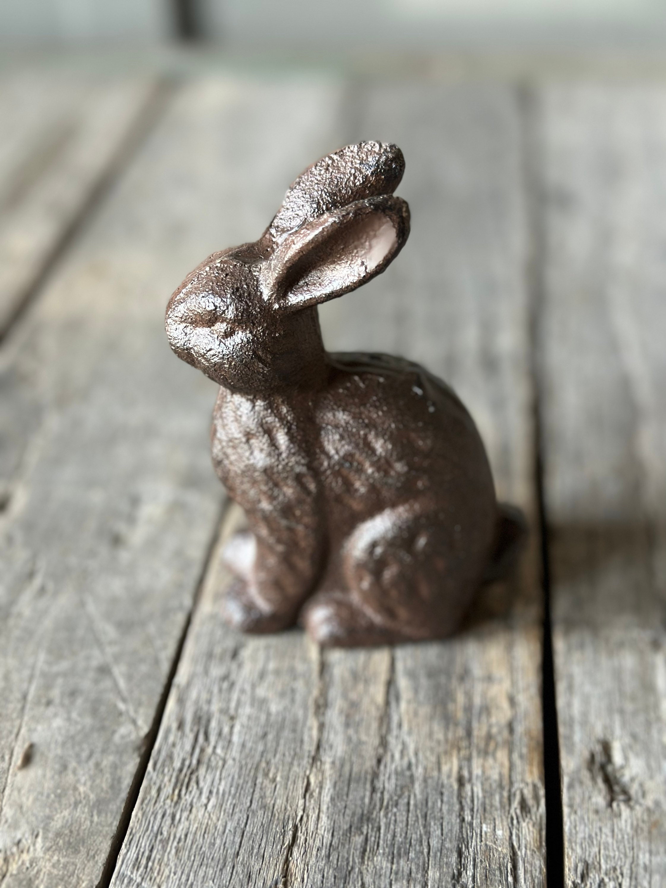 Cast Iron Rabbit Butler Statue Small 4” Cast Iron Rabbit Statue - Figurine Paperweight Art Figure ...