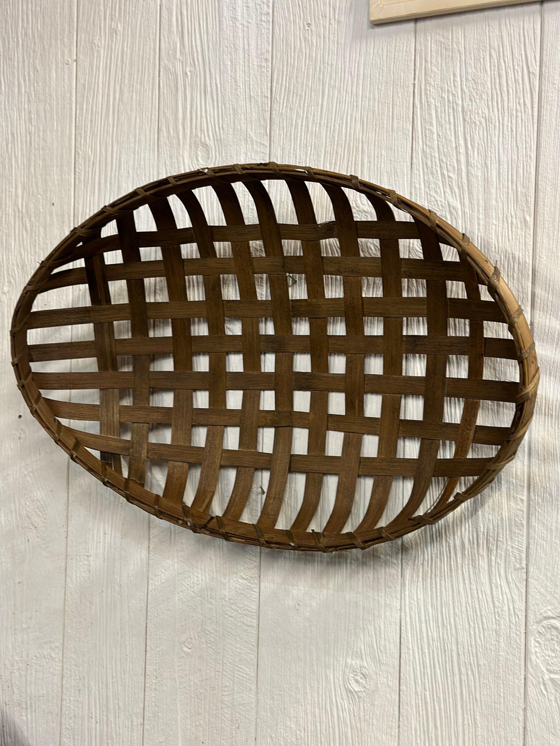 Set of 3 Antique Style Wicker Tobacco Baskets Rattan Rustic Modern  Farmhouse
