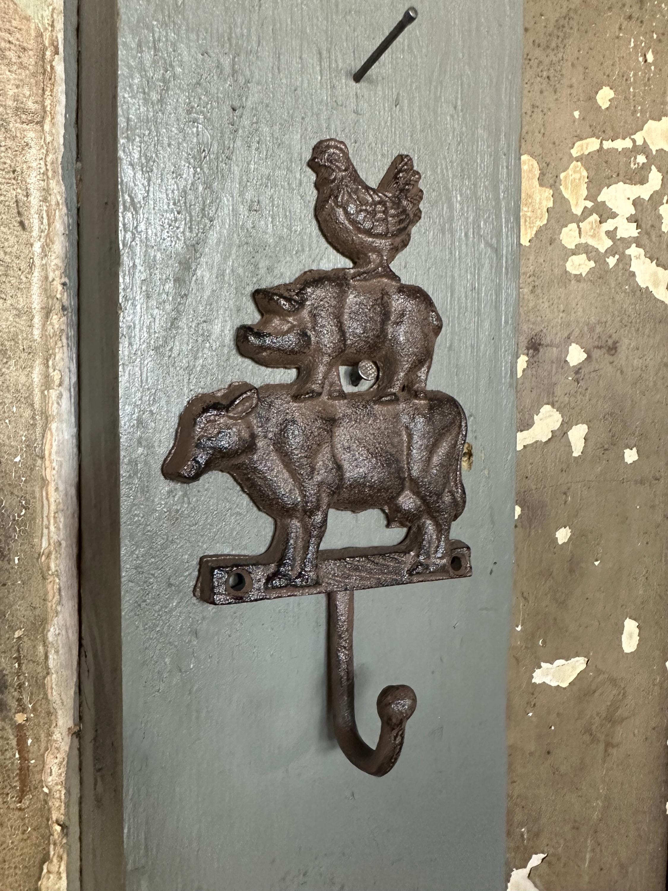 Key Rack Pig Stacked Rooster Pig Cow Hook Farm Animal Entryway Towel Key Holder ...