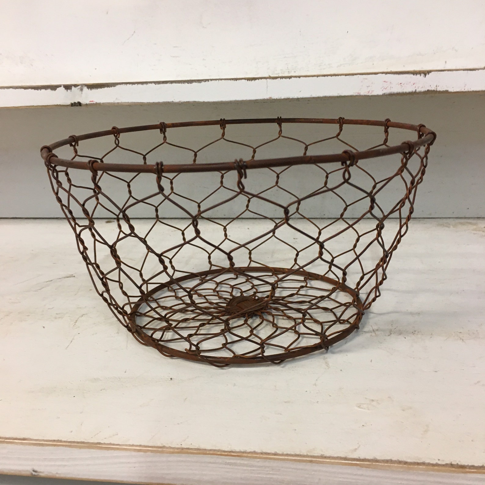 Round Chicken Wire Basket Holder Display Easter Hen Egg Bowl Etsy