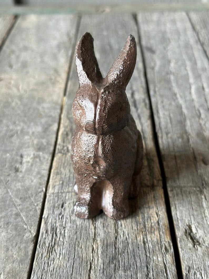 Cast Iron Rabbit Butler Statue Small 4” Cast Iron Rabbit Statue - Figurine Paperweight Art Figure ...