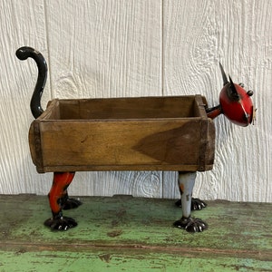 Rustic Primitive Metal Cat Farmhouse Decor Vintage Wooden Brick Mold ...