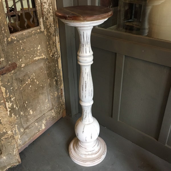 Large 43” Wooden Plant Stand Column Holder Candle French Provincial Antique Style