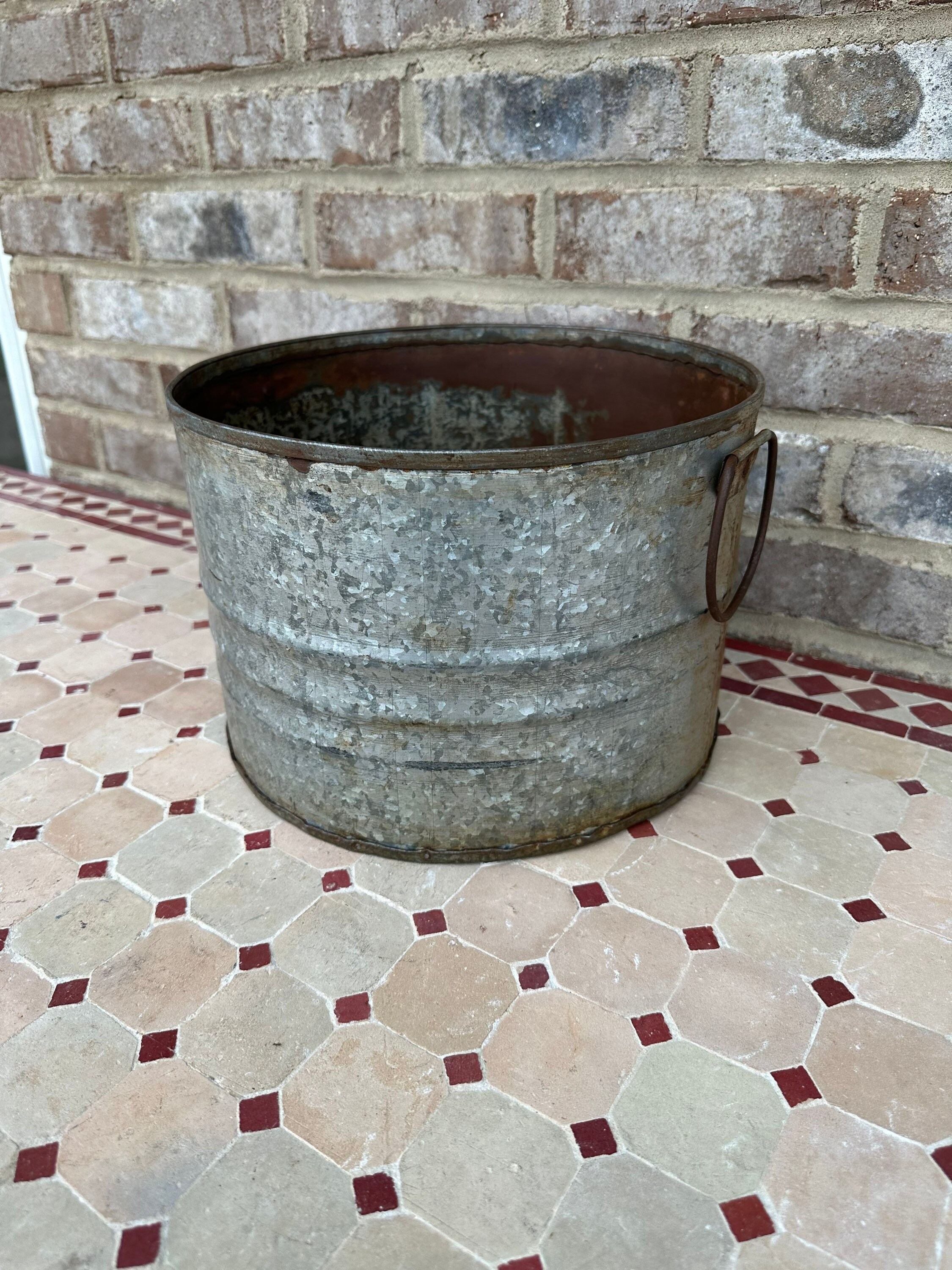 Primitive Style Antique Metal Well Bucket W/ Two Handles Etsy