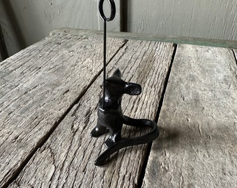 Cute Cast Iron Mouse Card Holder - Unique Note Number Name Table Top Display