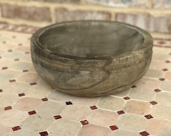 Round Carved Wooden Dough Bowl 10” Trencher Centerpiece Tray Primitive Holder