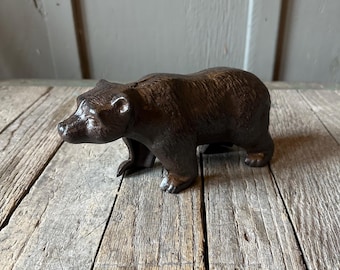 8” Cast Iron Bear Statue - Sculpture Art Figure Cub Mountains Chalet Cabin Farm Farmhouse Antique Style